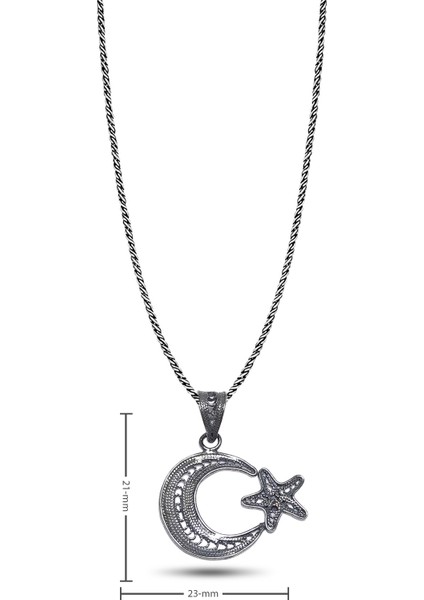 Ayyıldız Model Oksitli Telkari Gümüş Kolye fiyatları