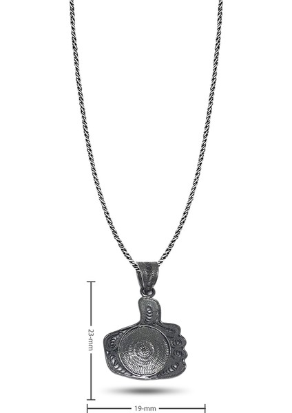 Fatıma Ana Eli Model Oksitli Telkari Gümüş Kolye