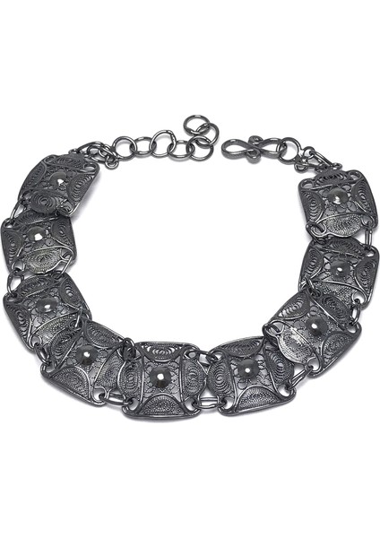 Kapadokya Model Oksitli Telkari Kadın Gümüş Bileklik