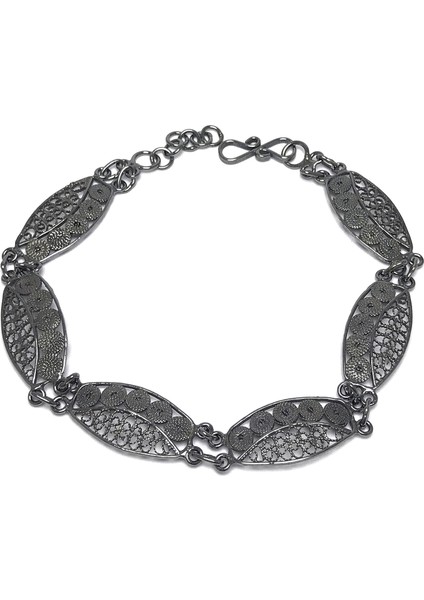 Tezhip Model Oksitli Telkari Kadın Gümüş Bileklik