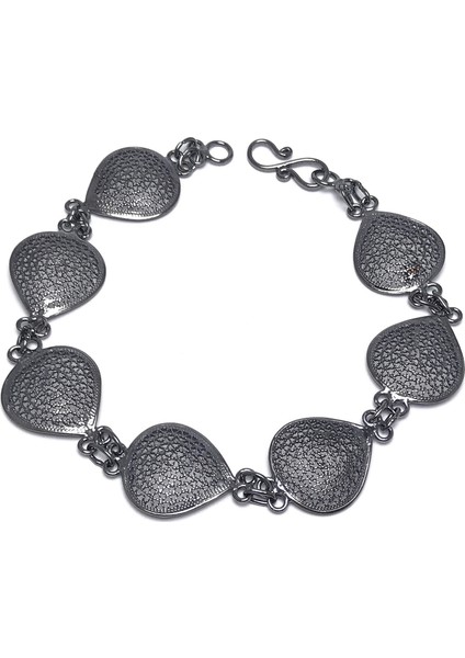 Damla Model Oksitli Telkari Kadın Gümüş Bileklik