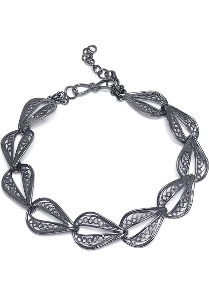 Damla Model Oksitli Telkari Kadın Gümüş Bileklik