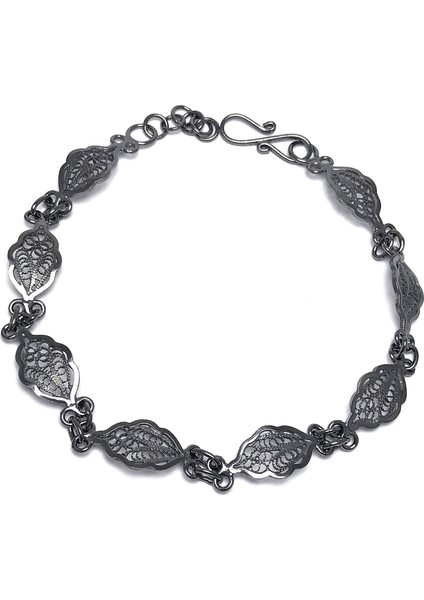 Yöresel Model Oksitli Telkari Kadın Gümüş Bileklik