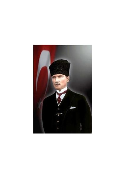 Ay Yıldız Kalpaklı Mustafa Kemal Atatürk Cephe Poster Bayrağı 3 x 4,5 Metre