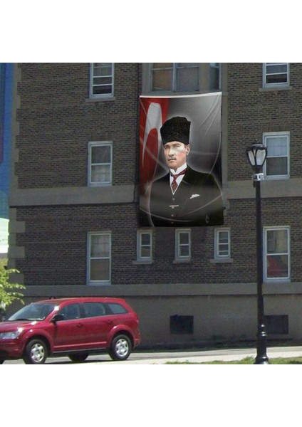 Ay Yıldız Kalpaklı Mustafa Kemal Atatürk Cephe Poster Bayrağı 3 x 4,5 Metre fiyatları