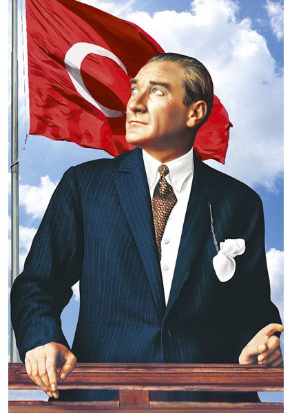 Göğe Bakan Ay Yıldızlı Sivil Atatürk Okul Kutlama Anı Poster Cephe Bayrak 200 x 300 cm 2 x 3 Metre