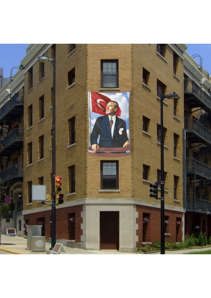 Göğe Bakan Ay Yıldızlı Sivil Atatürk Okul Kutlama Anı Poster Cephe Bayrak 200 x 300 cm 2 x 3 Metre fiyatları