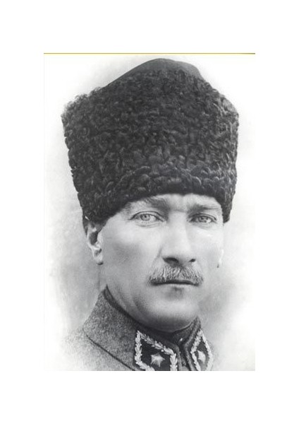 Kalpaklı Gazi Mustafa Kemal Atatürk Siyah Beyaz Portre Poster Bayrak 100 x 150 cm