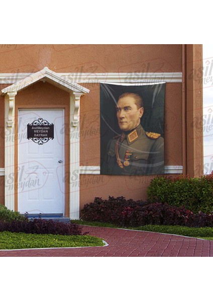 Madalyalı Askeri Üniformalı Gazi Mustafa Kemal Atatürk Poster Bayrak 100 x 150 cm fiyatları