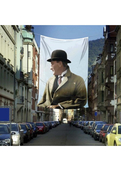 Sivil Gazi Mustafa Kemal Atatürk Poster Cephe Bayrağı 4 x 6 Metre