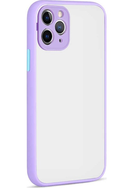 - Apple iPhone 11 Pro - Kılıf Arkası Buzlu Renkli Düğmeli Hux Kapak - Lila