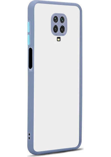 - Xiaomi Redmi Note 9S - Kılıf Arkası Buzlu Renkli Düğmeli Hux Kapak - Mor