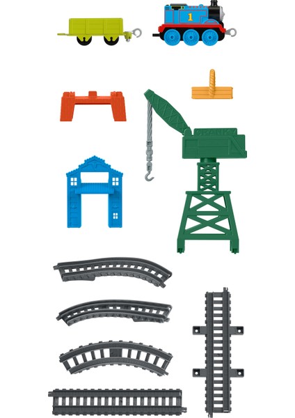 Thomas ve Arkadaşları Thomas ve Cranky Kargo Macerası, Sür-Bırak Trenli, Oyuncak Motorlu Tren, Lokomotif, Vinç, Tünel Dahil GFJ76