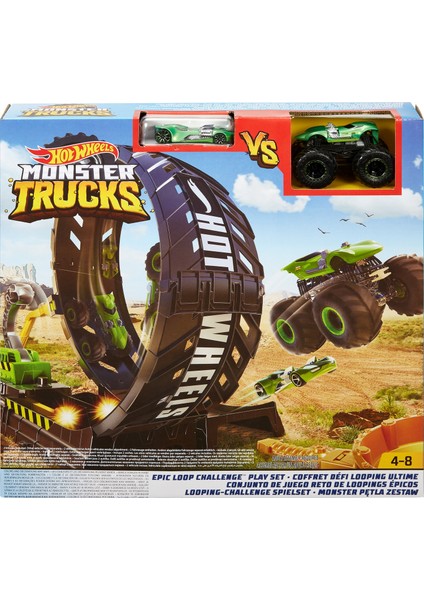 Hot Wheels Monster Trucks Efsane Çember Aksiyonu Oyun Seti, 1 Adet Monster Truck ve 1:64 Ölçekli Araba Dahil GKY00