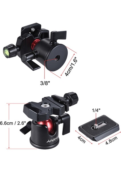 Mini Top Kafa Ballhead Masa Tripod Standı Adaptörü