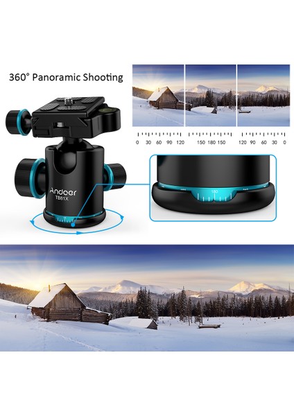 TB81X Tripod Bilye Kafası 360 Derece Dönen Panoramik