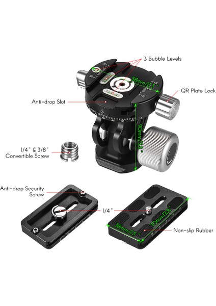 Vh-10 2 Yönlü Pan / Tilt Tripod Kafası Panoramik