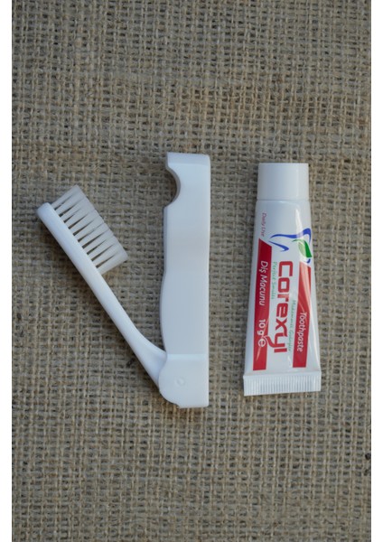 Diş Fırçası Diş Macunu 10 gr Ikili Set 50 Adet, Otel Tipi Diş Fırçası, Seyahat Tipi Diş Fırçası