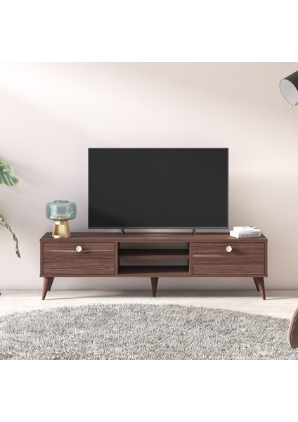 Vega Tv Ünitesi Iki Kapaklı Yüksek Ayaklı Ceviz