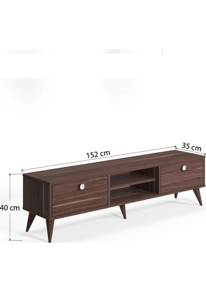Vega Tv Ünitesi Iki Kapaklı Yüksek Ayaklı Ceviz