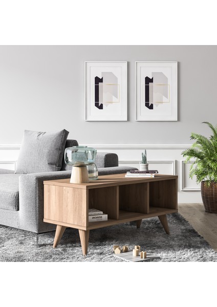 Nona Üç Bölmeli Orta Sehpa Meşe