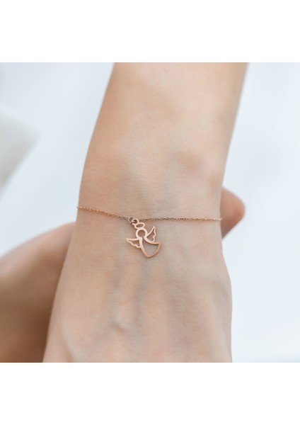 Rose Kaplama Melek Gümüş Bileklik