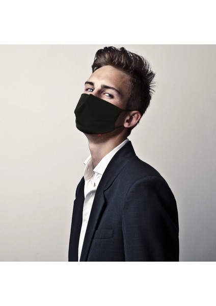 Vegan Cupro Telli ve Klipsli Siyah Renkli Antibakteriyal Yıkanabilir Maske