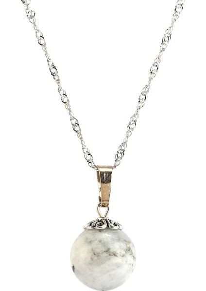 Doğal Ay Taşı Kolye (Zincir Dahil)
