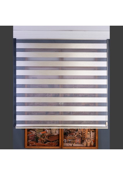 Zebra Perde Krem Kalın Hasır Bamboo 80 x 200 cm