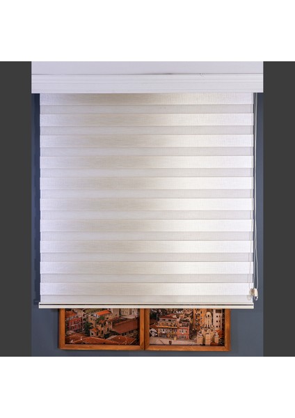 Zebra Perde Krem Kalın Hasır Bamboo 80 x 200 cm