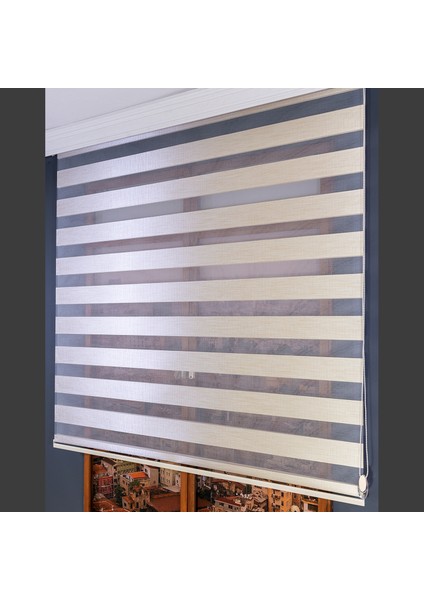 Zebra Perde Krem Kalın Hasır Bamboo 80 x 200 cm