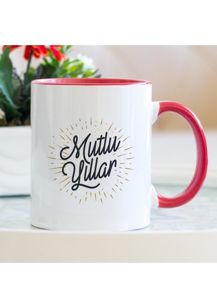 Mutlu Yıllar Yılbaşı Hediyesi Kırmızı Kupa Bardak