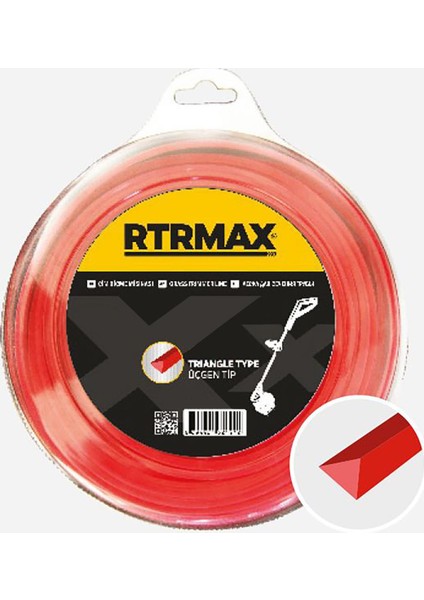 Rtrmax Rty233 Tırpan Misinası Kırmızı Üçgen 3.3Mm X 55Mt.