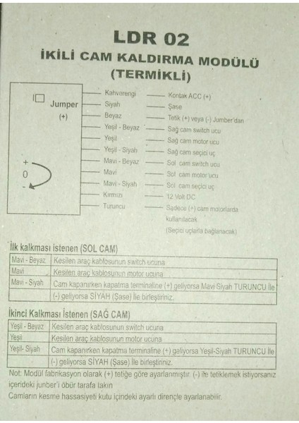 Ldr 02 İkili Cam Kaldırma Modülü 2 Cam İçin Termikli