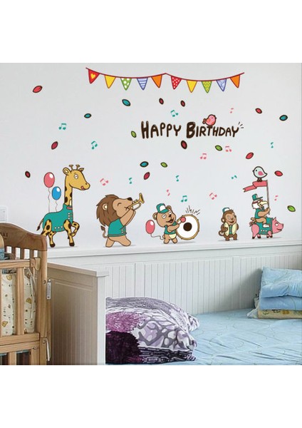Mutlu Yıllar Doğumgünü Çocuk Odası Dekorasyonu Duvar Sticker Çıkartma Fon