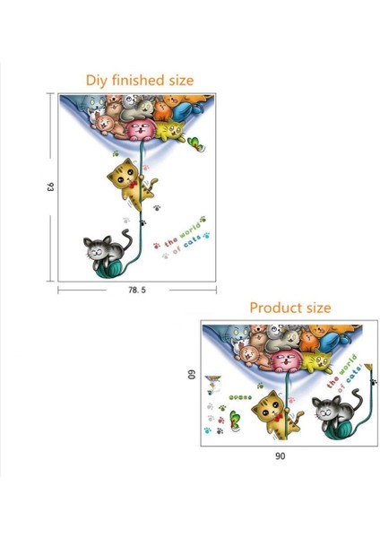 Renkli Kediler Çocuk Odası Duvar Dekoru Kapı Süsü Duvar Sticker Çıkartma indirimleri
