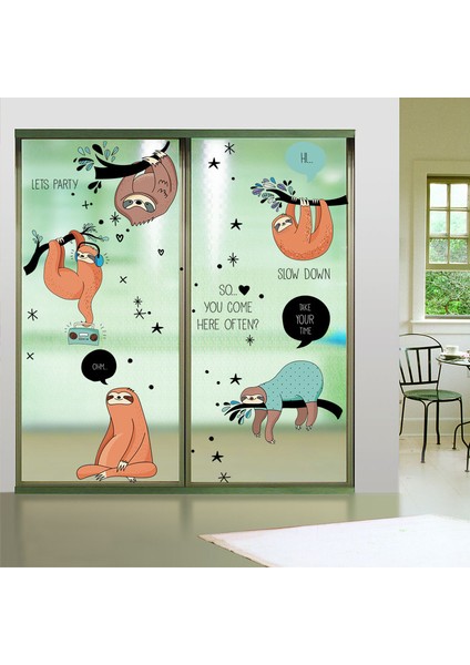 Tembel Hayvanı Çocuk Ev Dekorasyonu Duvar Sticker Kapı Süsü Dolap Sticker