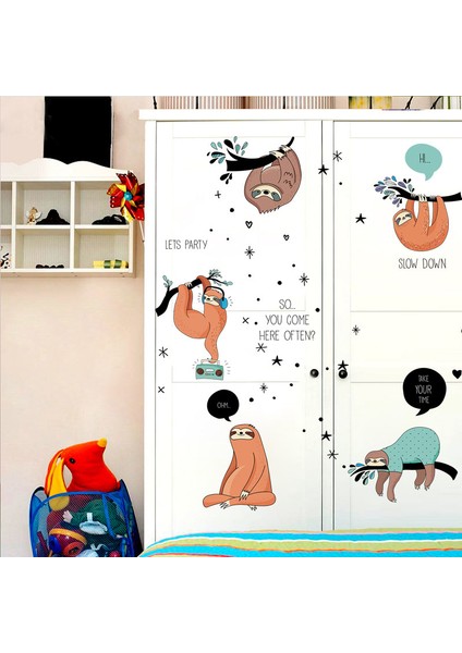 Tembel Hayvanı Çocuk Ev Dekorasyonu Duvar Sticker Kapı Süsü Dolap Sticker