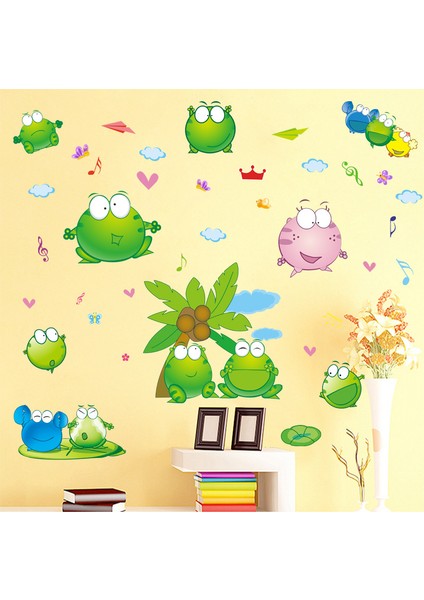 Sevimli Kurbağalar Çocuk Odası Dekorasyonu Duvar Dekoru Duvar Sticker modelleri