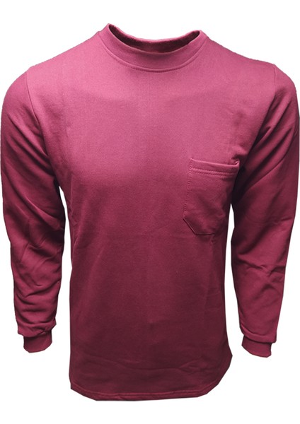 Çamdalı Iş Elbiseleri - Bisiklet Yaka Bordo 20/10 Iki Iplik Kışlık Iş Sweatshirt S