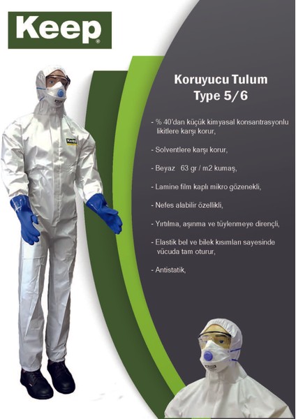 Coverall Lamine Type 5/6 Tek Kullanımlık Tulum