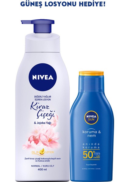 Kiraz Çiçeği & Jojoba Yağı Vücut Losyonu 400 ml + Güneş Losyonu SPF50 100 ml fiyatları