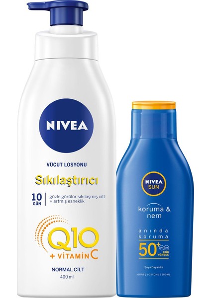 Q10 Sıkılaştırıcı Vücut Losyonu 400 ml + Güneş Losyonu SPF50 100 ml