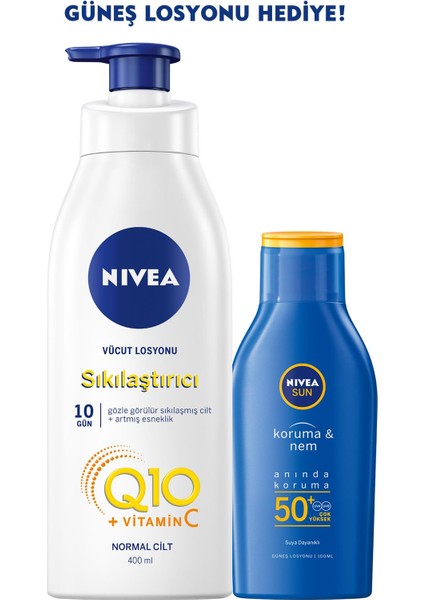 Q10 Sıkılaştırıcı Vücut Losyonu 400 ml + Güneş Losyonu SPF50 100 ml fiyatları