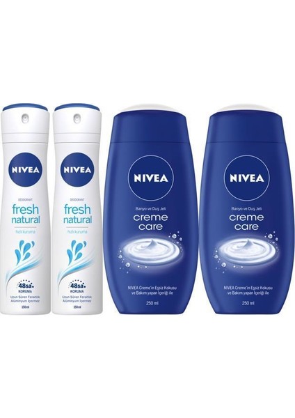 Fresh Kadın Sprey 150 ml x 2 + Creme Care Duş Jeli 250 ml x 2