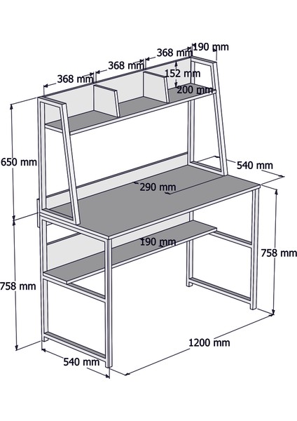 Momento 120 cm Raflı Çalışma Masası