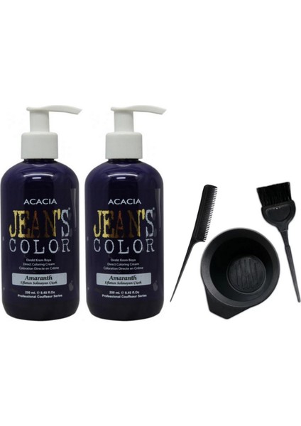 Acacia Jeans Color Saç Boyası Eflatun 250ml 2AD ve Saç Boya Kabı Seti