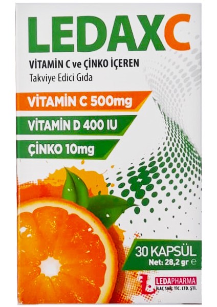 Ledaxc Vitamin C, Vitamin D ve Çinko Içeren 30 Kapsül