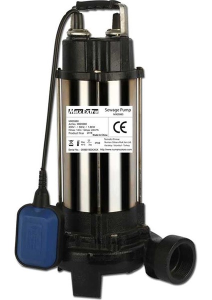 Max-Extra MX05980 Parçalayıcı Çift Bıçaklı Kirli Su Pompası