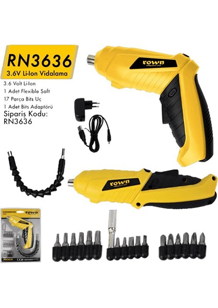 Rown RN3636 3.6V Lı-Ion Şarjlı Tornavida